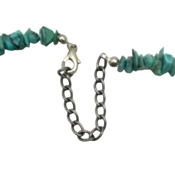 Turquoise Chip Necklace Mother Of Pearl Shell Pendant Boho Southwestern - Picture 8 of 12